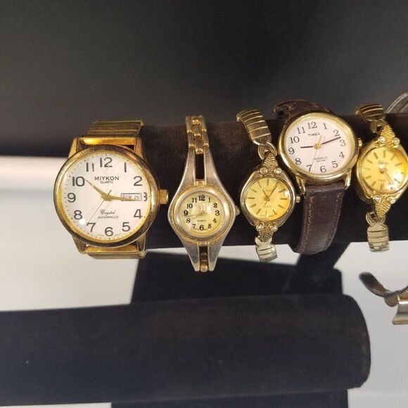 Vintage 8 Watch Lot Parts Repair Craft Assemblage Miykon Armitron Timex Collezie - Picture 5 of 7